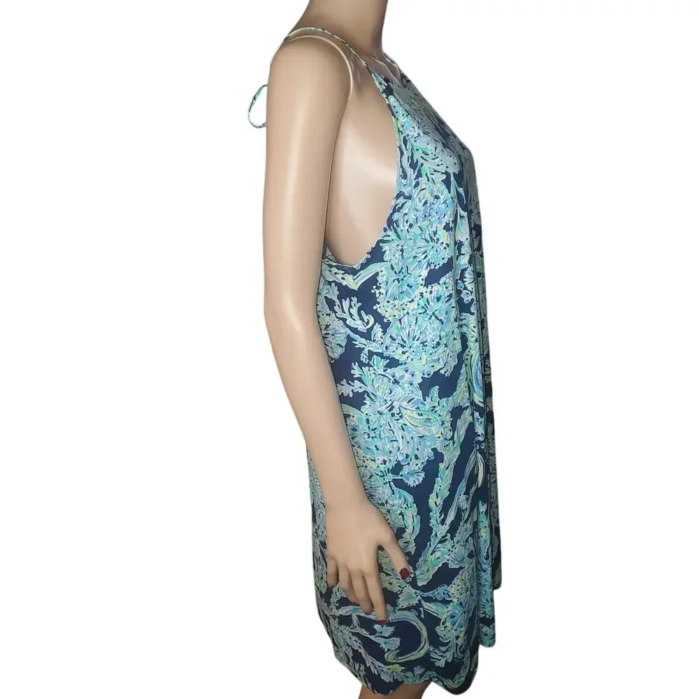 Lilly Pulitzer Margot Swing Dress Sz L High Tide Scuba Doo Pima Cotton Resort - Picture 2 of 8